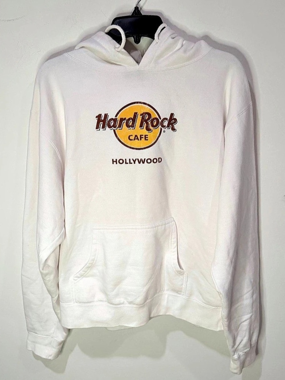 Hard Rock Cafe Hollywood Graphic Pullover Hoodie in White Large35